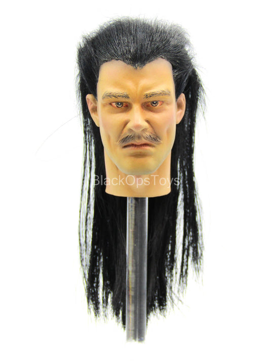 Asian Male Head Sculpt w/Rooted Hair & Blue Scarf