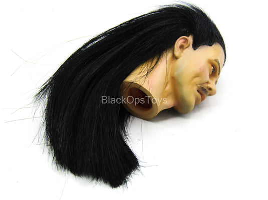 Asian Male Head Sculpt w/Rooted Hair & Blue Scarf