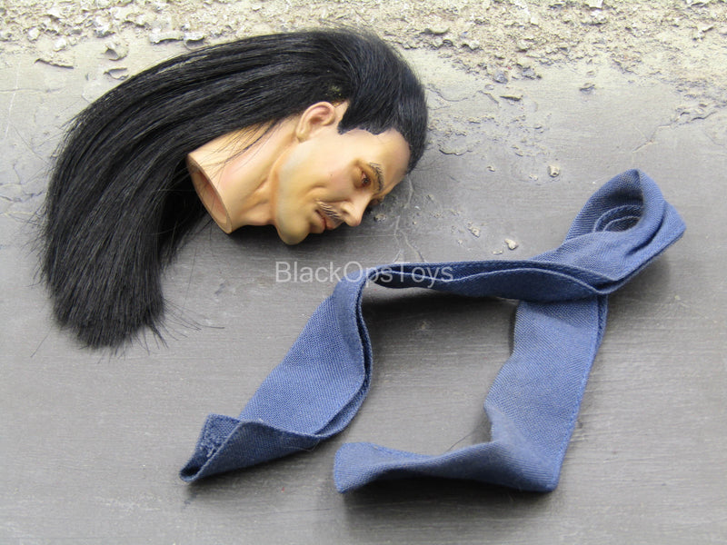 Load image into Gallery viewer, Asian Male Head Sculpt w/Rooted Hair &amp; Blue Scarf
