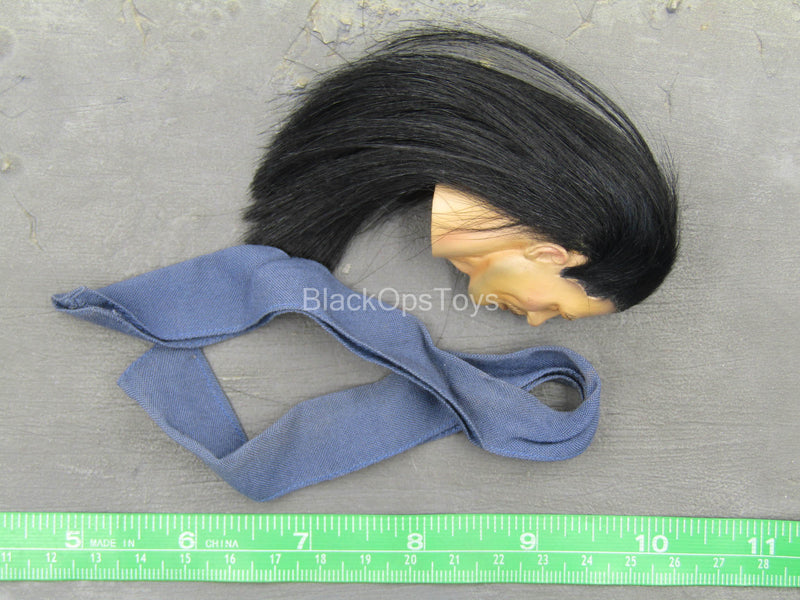 Load image into Gallery viewer, Asian Male Head Sculpt w/Rooted Hair &amp; Blue Scarf
