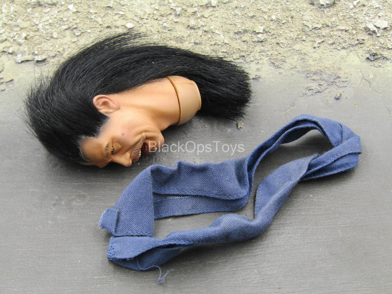 Load image into Gallery viewer, Asian Male Head Sculpt w/Rooted Hair &amp; Blue Scarf
