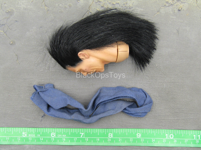 Load image into Gallery viewer, Asian Male Head Sculpt w/Rooted Hair &amp; Blue Scarf
