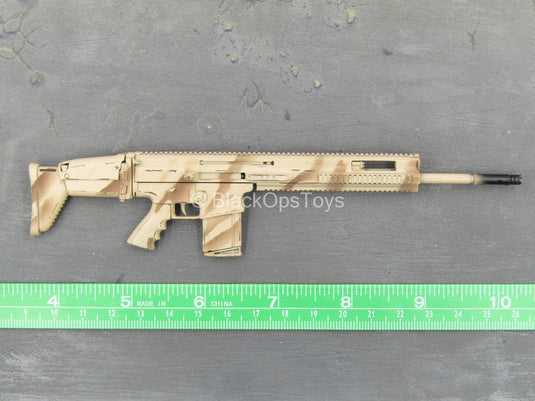 RIFLE - Striped Desert Camo Scar-H w/Folding & Extending Stock