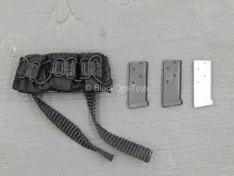 Load image into Gallery viewer, The Mercenary - Black MOLLE Triple Cell Pistol Mag Pouch w/Mags
