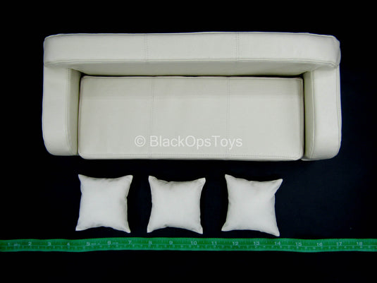 Pulp Fiction - Vincent - White Leather-Like Couch