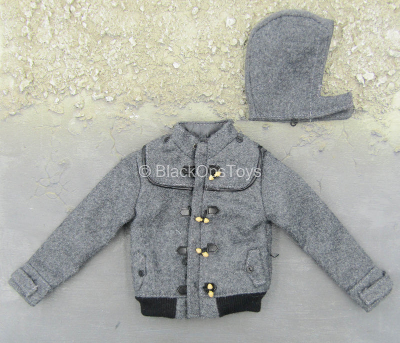 Load image into Gallery viewer, Cold Weather Wear - Grey Fleece Like Jacket w/Removable Hood
