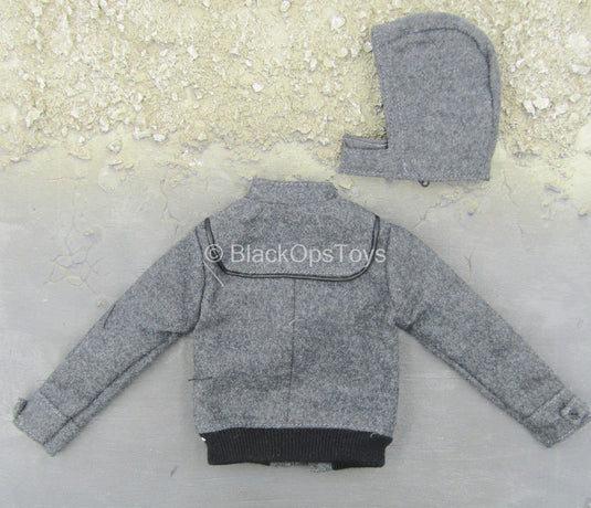 Cold Weather Wear - Grey Fleece Like Jacket w/Removable Hood