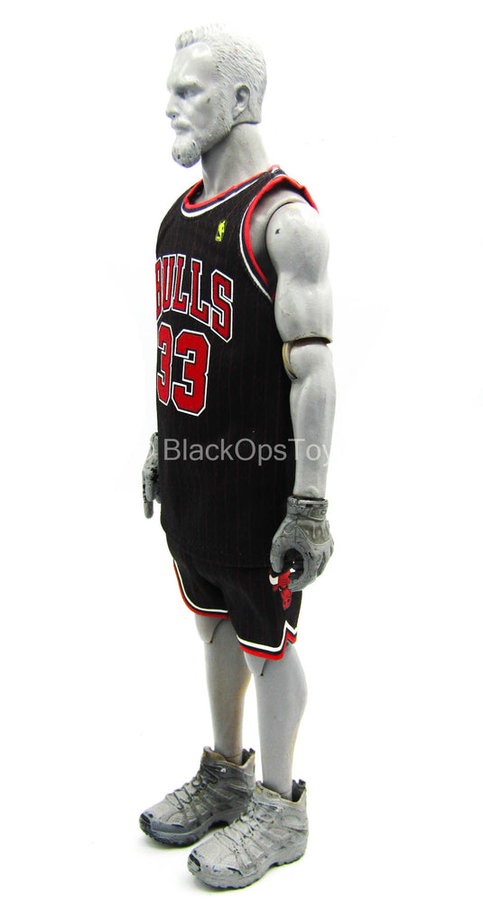 Scottie Pippen - Chicago Bulls Black Pinstripe Jersey w/Shorts
