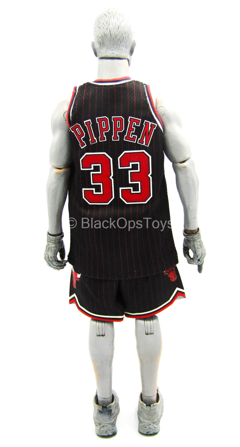 Load image into Gallery viewer, Scottie Pippen - Chicago Bulls Black Pinstripe Jersey w/Shorts
