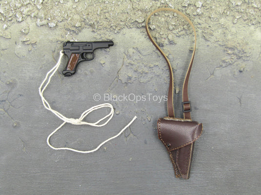 WWII - Battle Of Philippines - Metal Pistol w/Leather-Like Holster