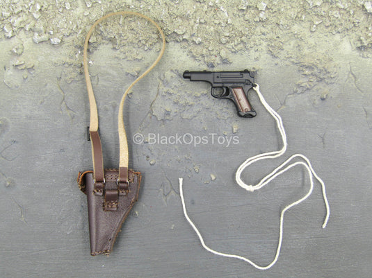 WWII - Battle Of Philippines - Metal Pistol w/Leather-Like Holster