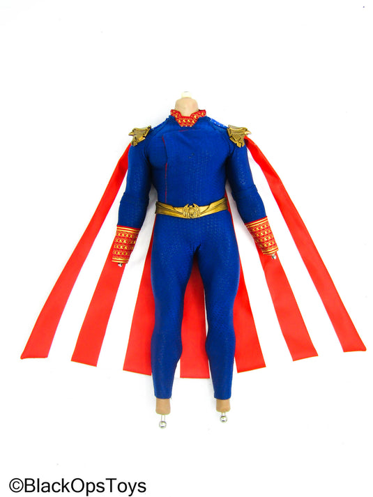 Homelander - Male Muscle Body w/Blue Uniform & Striped Cape