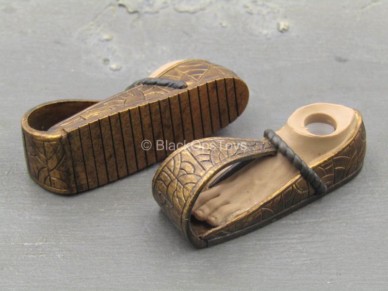 Load image into Gallery viewer, Pharaoh Tutankhamun (Black) - Male Sandals w/Feet (Peg Type)
