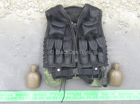 Delta Forces "Leo" - Black Tactical Vest w/Belt Set
