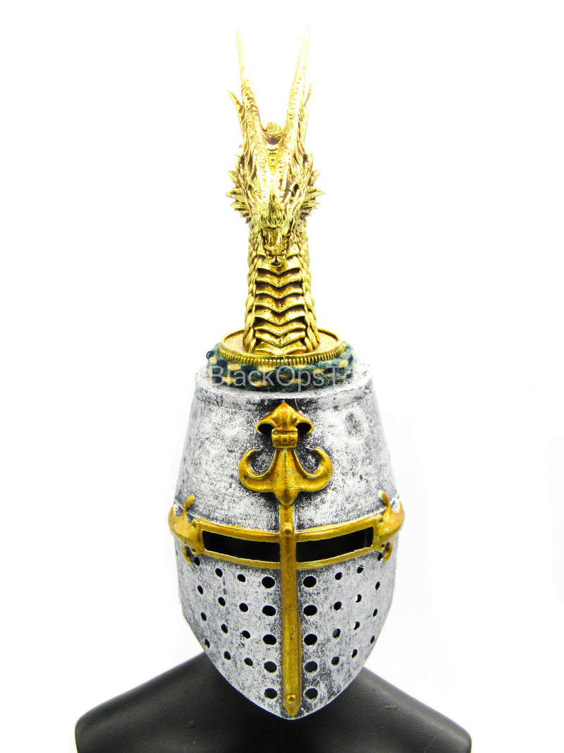 Load image into Gallery viewer, St Johns Knights - Metal Helmet w/Golden Dragon
