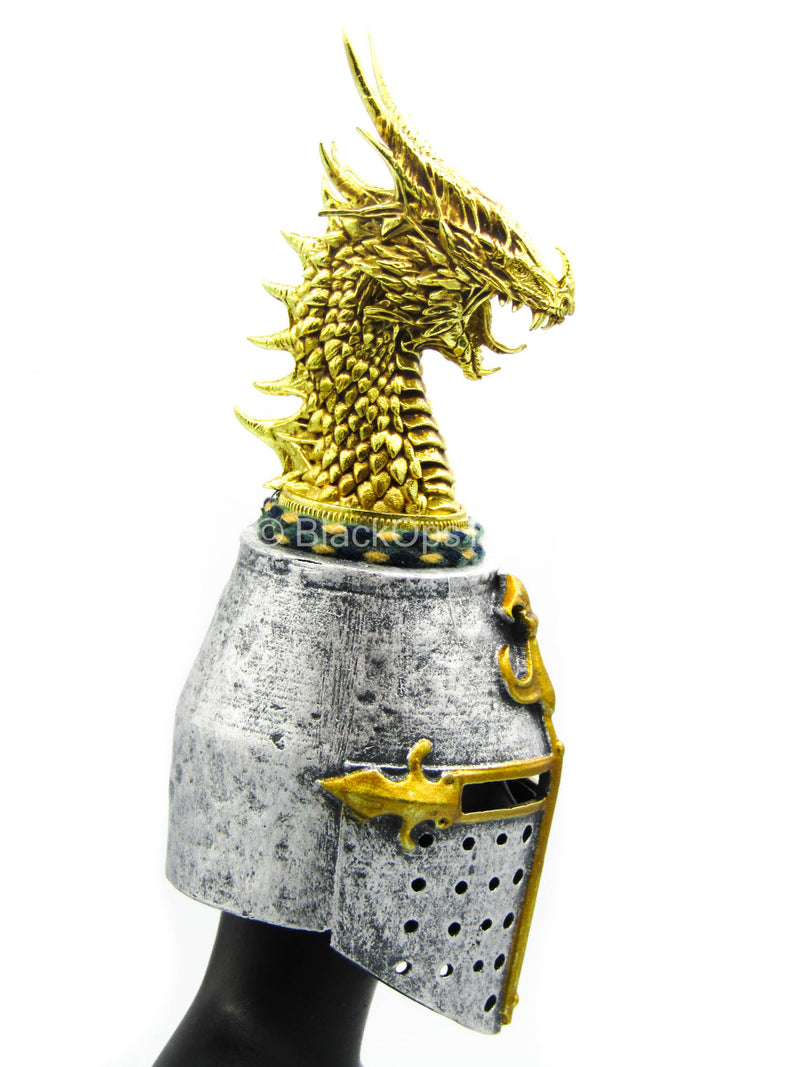 Load image into Gallery viewer, St Johns Knights - Metal Helmet w/Golden Dragon
