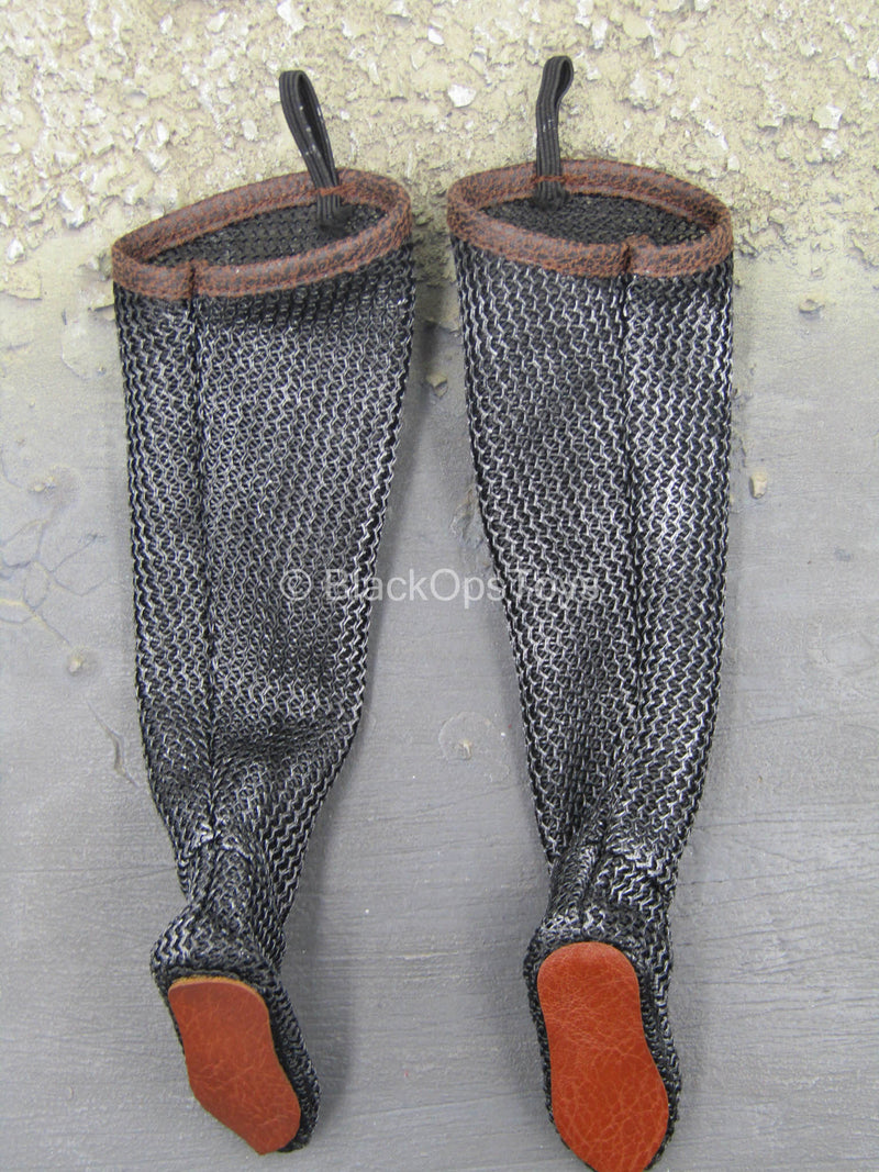 Load image into Gallery viewer, St Johns Knights - Chainmail Like Boots w/Metal Knee Pads
