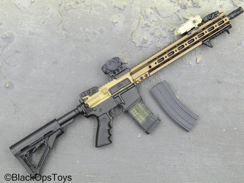 Load image into Gallery viewer, Black &amp; Bronze Like AR-15 Rifle w/Attachment Set
