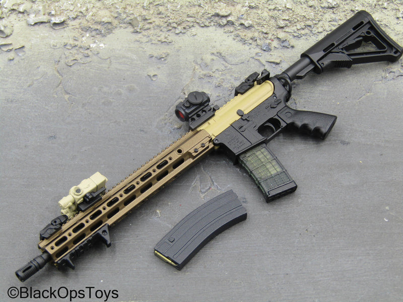 Load image into Gallery viewer, Black &amp; Bronze Like AR-15 Rifle w/Attachment Set
