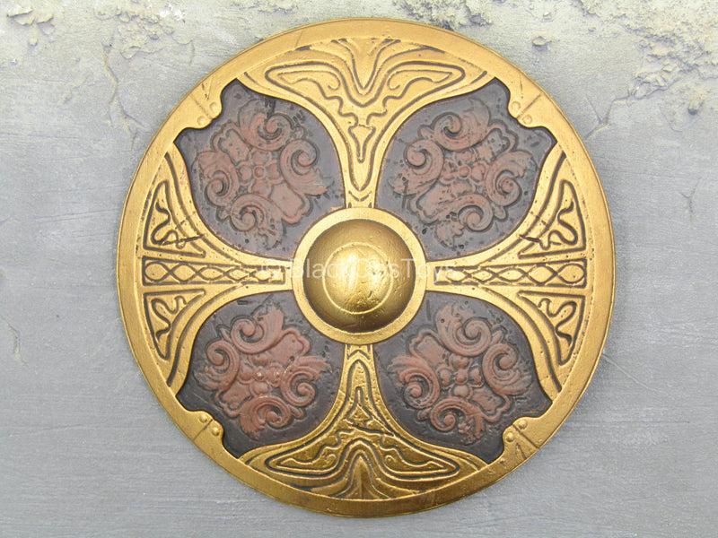 Load image into Gallery viewer, Dragonborn Warrior - Brown &amp; Gold Like Shield

