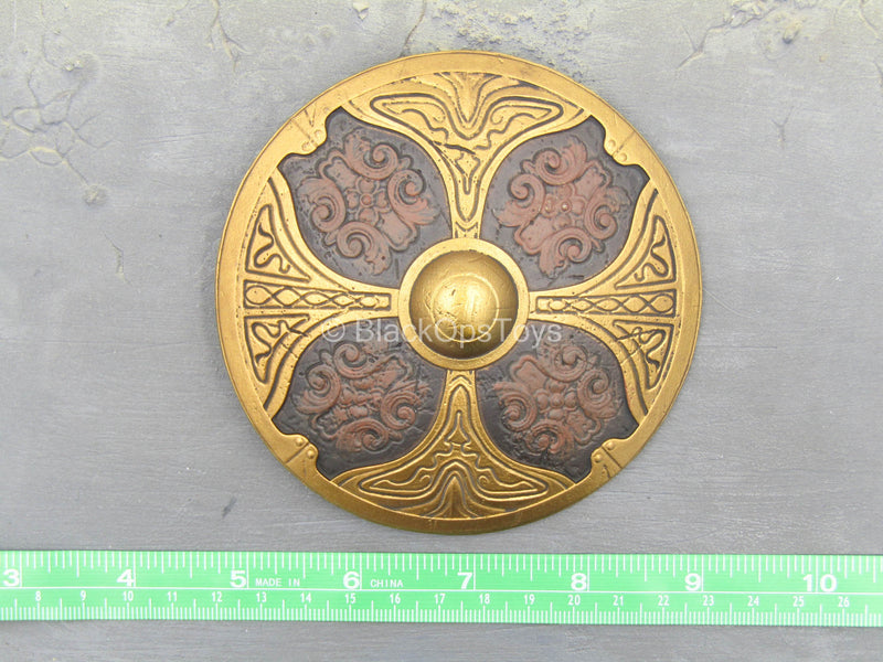 Load image into Gallery viewer, Dragonborn Warrior - Brown &amp; Gold Like Shield
