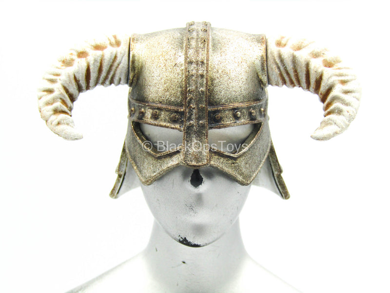 Load image into Gallery viewer, Dragonborn Warrior - Metal Horned Dragonborn Helmet
