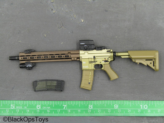 Tan Bronze & Gold Like AR-15 Rifle w/Attachment Set
