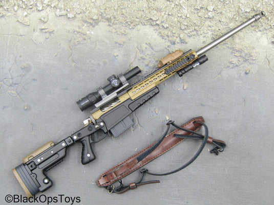 Black & Tan Bolt Action Sniper Rifle w/Leather Like Sling