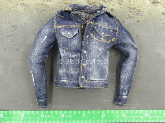 Weathered Denim-Like Jacket & Pants Set
