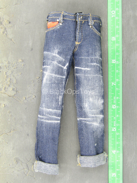 Weathered Denim-Like Jacket & Pants Set