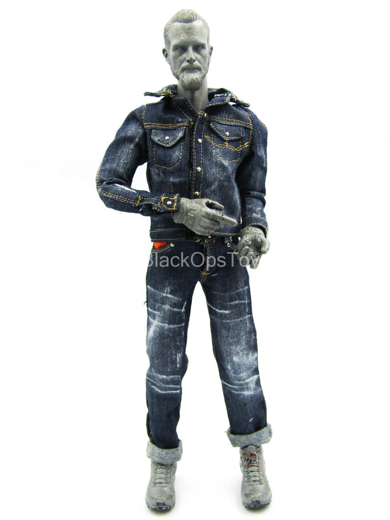 Load image into Gallery viewer, Weathered Denim-Like Jacket &amp; Pants Set
