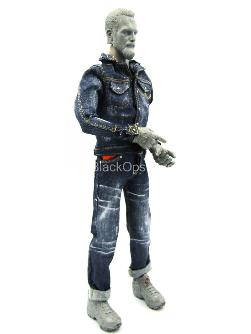 Load image into Gallery viewer, Weathered Denim-Like Jacket &amp; Pants Set
