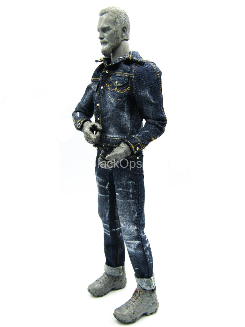 Load image into Gallery viewer, Weathered Denim-Like Jacket &amp; Pants Set
