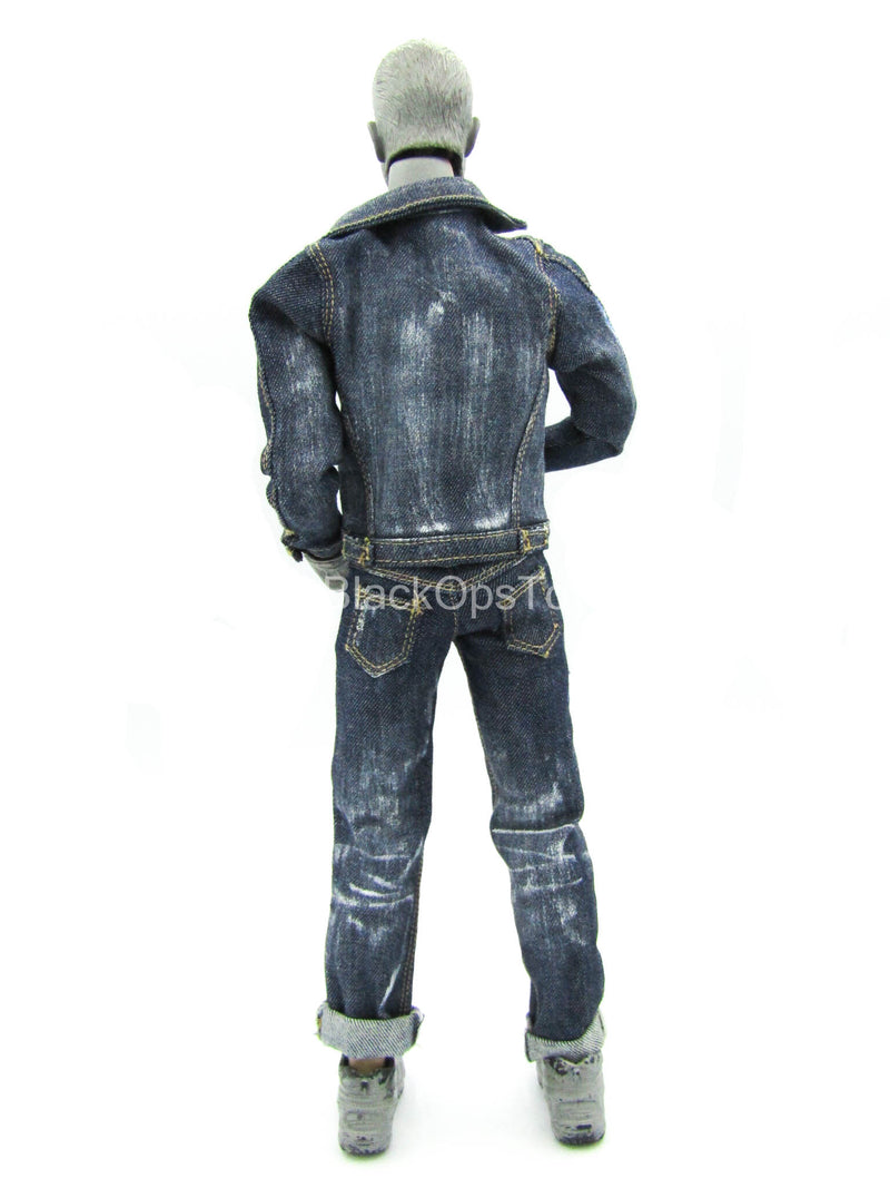 Load image into Gallery viewer, Weathered Denim-Like Jacket &amp; Pants Set
