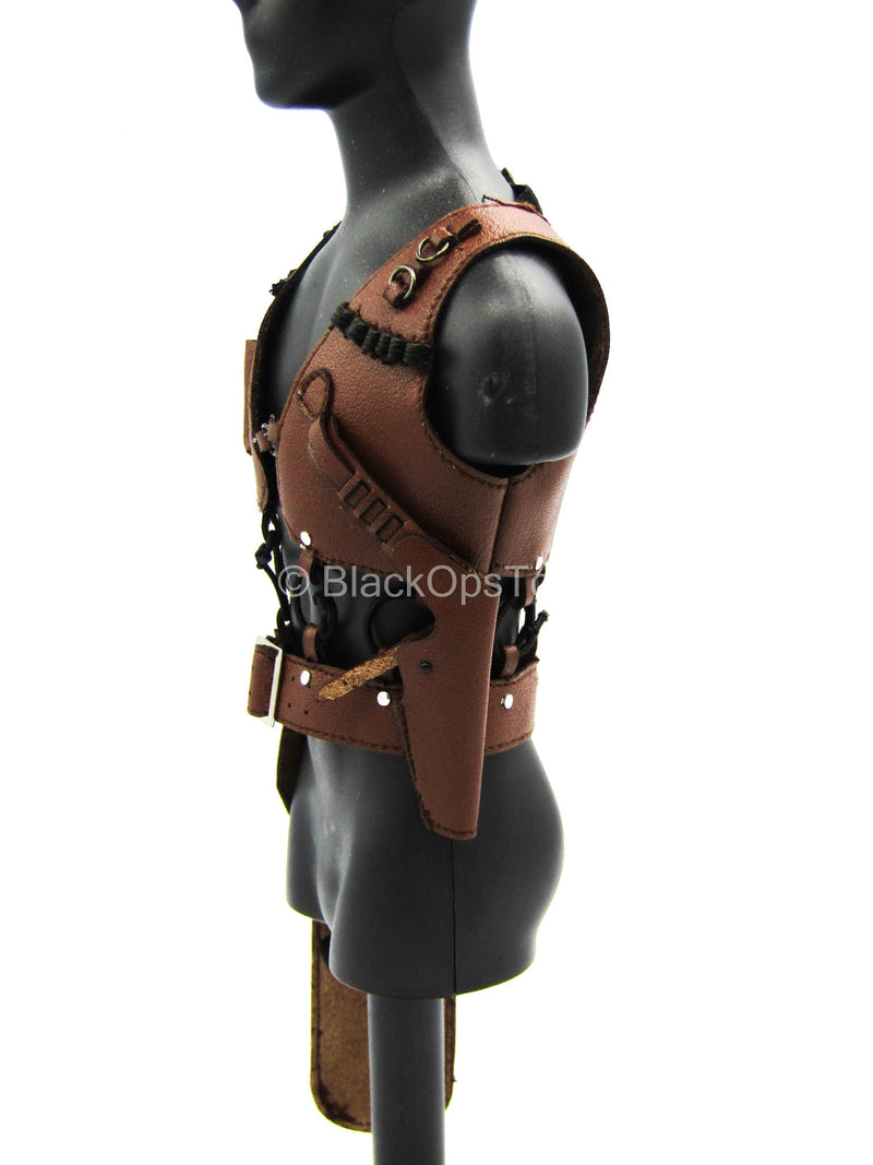 Load image into Gallery viewer, Leon - Brown Leather Like Vest w/Holsters
