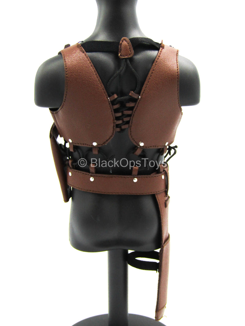 Load image into Gallery viewer, Leon - Brown Leather Like Vest w/Holsters
