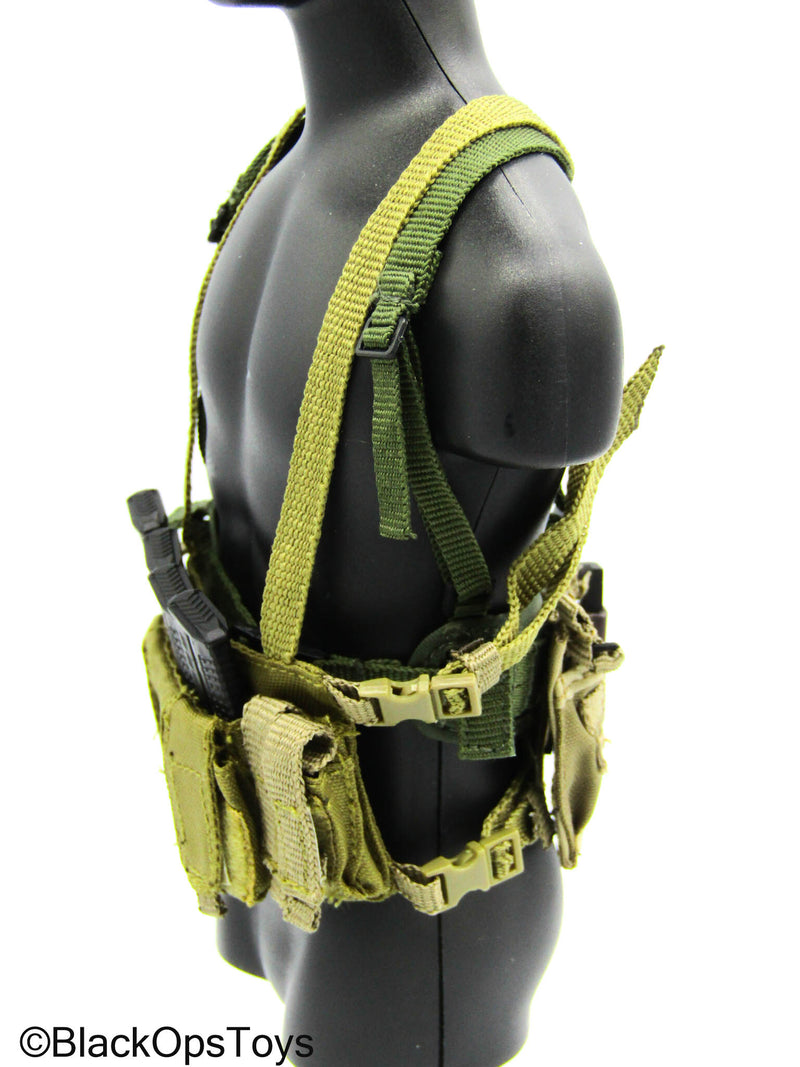 Load image into Gallery viewer, Tan Chest Rig w/Green Battle Belt &amp; Mag Set
