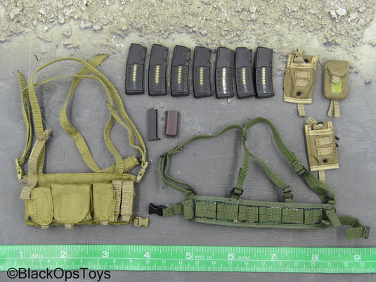 Tan Chest Rig w/Green Battle Belt & Mag Set