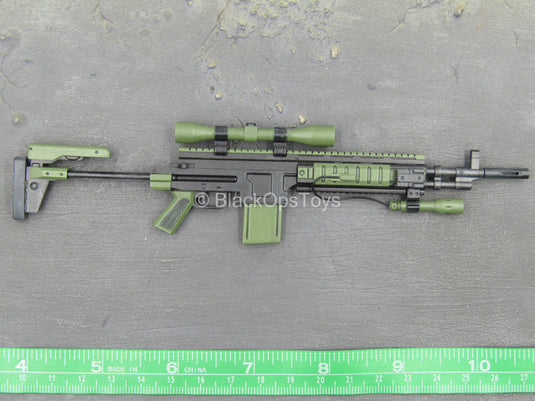 Weapons Collection - Green & Black DMR w/Scope & Tac Light