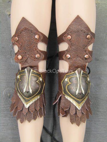 Royal Defender Golden - Brown Leather Like Leg Armor