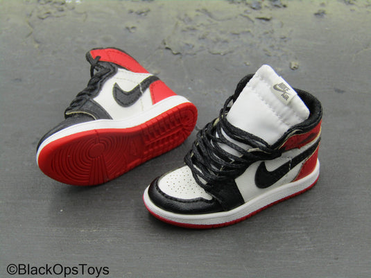 Red & Black Leather Like Basketball Shoes (Foot Type)