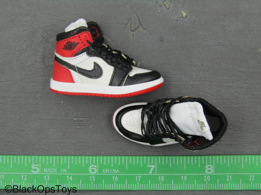 Red & Black Leather Like Basketball Shoes (Foot Type)