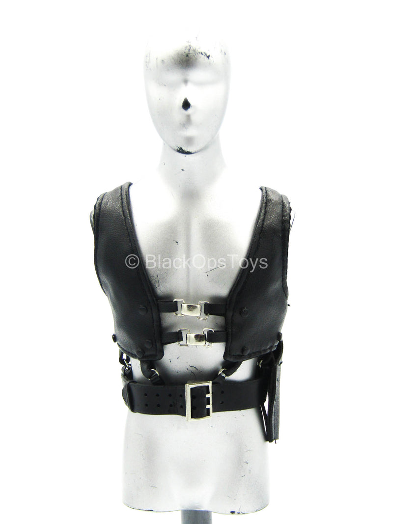 Load image into Gallery viewer, Terminate - Lucifer - Black Leather Like Vest w/Belt &amp; Holster
