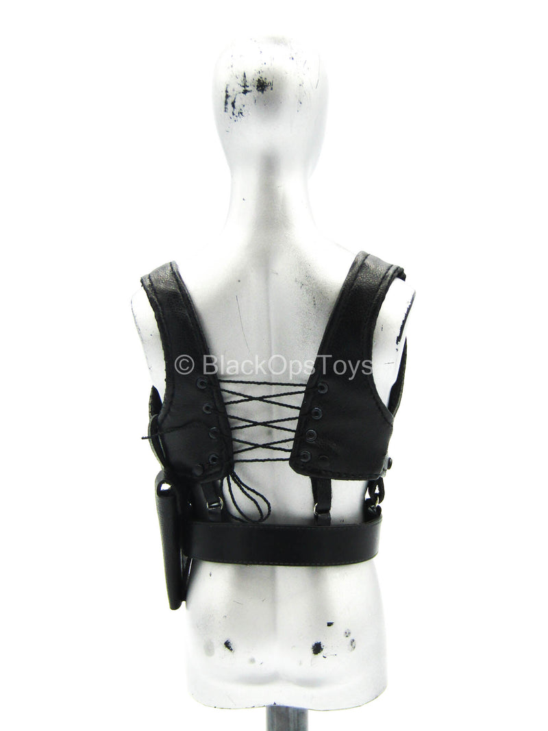 Load image into Gallery viewer, Terminate - Lucifer - Black Leather Like Vest w/Belt &amp; Holster
