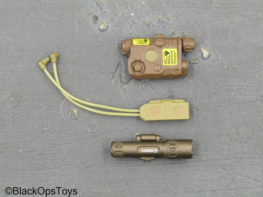 Special Forces - Brown PEQ w/Tan Pressure Switch & Bronze Tac Light