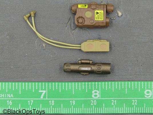 Special Forces - Brown PEQ w/Tan Pressure Switch & Bronze Tac Light