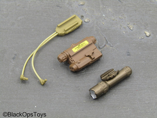 Special Forces - Brown PEQ w/Tan Pressure Switch & Bronze Tac Light