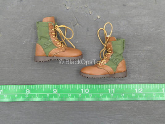 Russian Battle Angel - Female Green & Brown Boots (Peg Type)