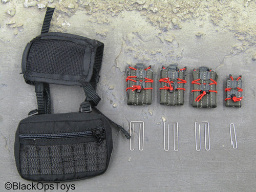 Black Chest Rig w/Grey & Red Fast Mag Holsters