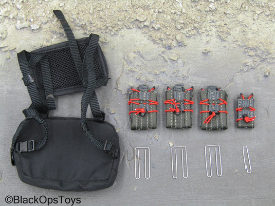 Black Chest Rig w/Grey & Red Fast Mag Holsters